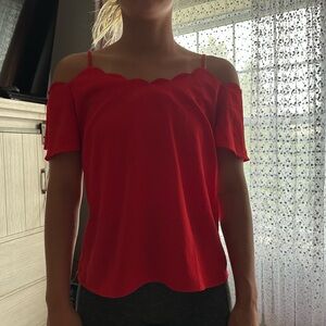 Monteau Red Off-Shoulder Blouse